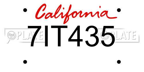 7IT435 California License Plate