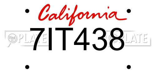 7IT438 California License Plate