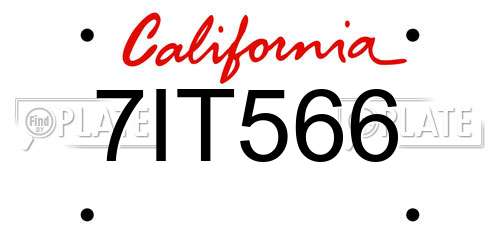 7IT566 California License Plate