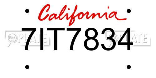 7IT7834 California License Plate