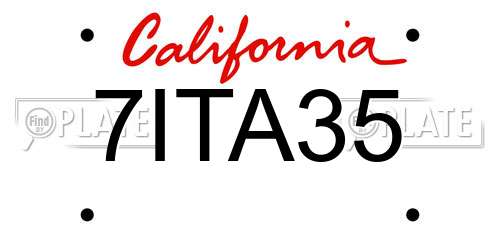 7ITA35 California License Plate