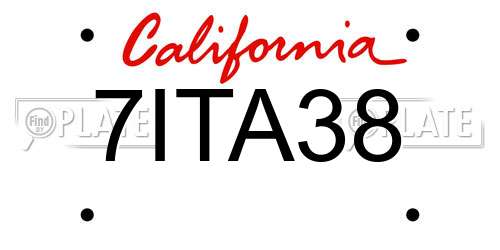 7ITA38 California License Plate