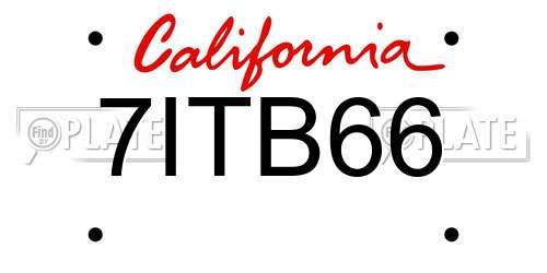 7ITB66 California License Plate