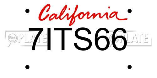 7ITS66 California License Plate