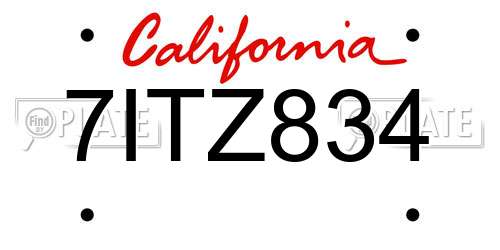 7ITZ834 California License Plate