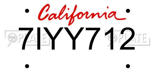 7IYY712 California License Plate