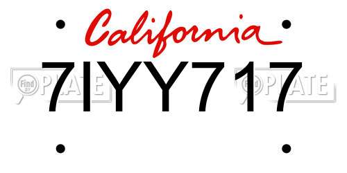 7IYY717 California License Plate