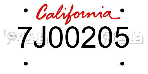 7J00205 California License Plate