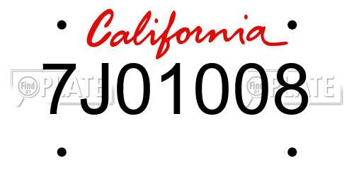 7J01008 California License Plate