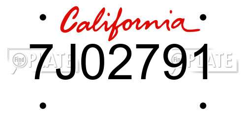 7J02791 California License Plate