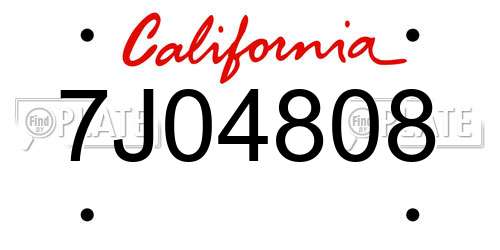 7J04808 California License Plate