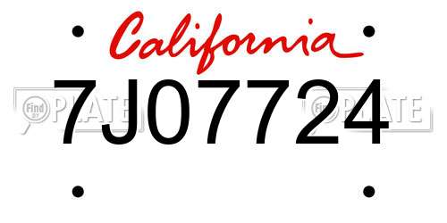 7J07724 California License Plate