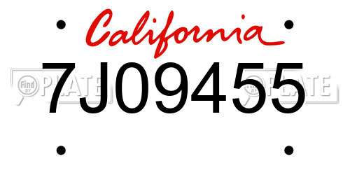 7J09455 California License Plate