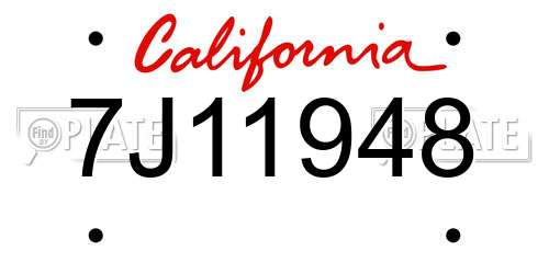 7J11948 California License Plate