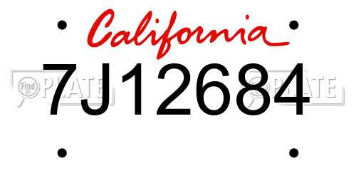 7J12684 California License Plate