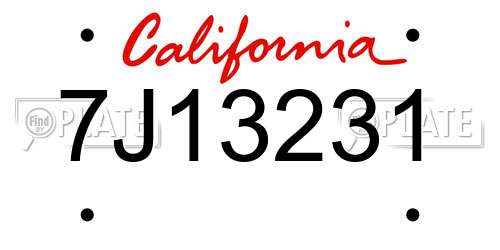 7J13231 California License Plate