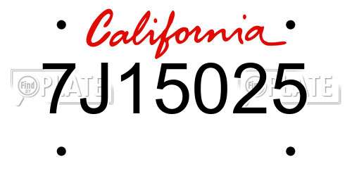 7J15025 California License Plate