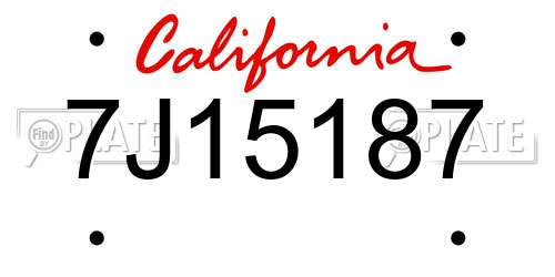 7J15187 California License Plate
