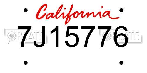 7J15776 California License Plate