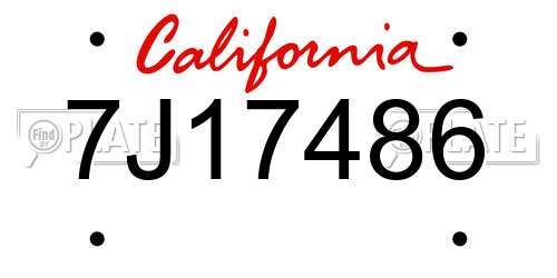7J17486 California License Plate