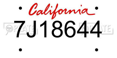7J18644 California License Plate