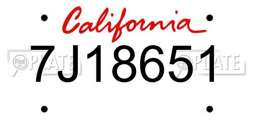 7J18651 California License Plate
