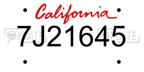 7J21645 California License Plate