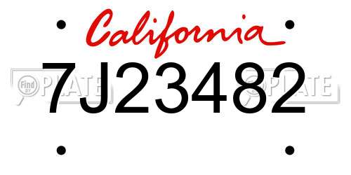 7J23482 California License Plate