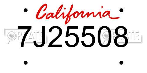 7J25508 California License Plate