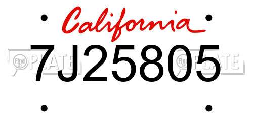 7J25805 California License Plate