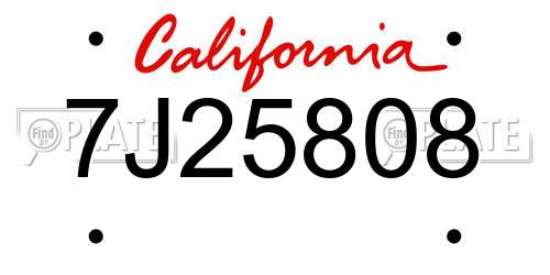 7J25808 California License Plate