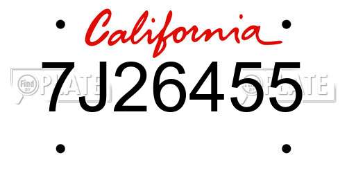 7J26455 California License Plate