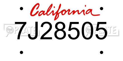 7J28505 California License Plate
