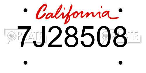 7J28508 California License Plate