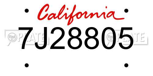 7J28805 California License Plate
