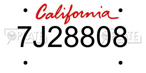 7J28808 California License Plate