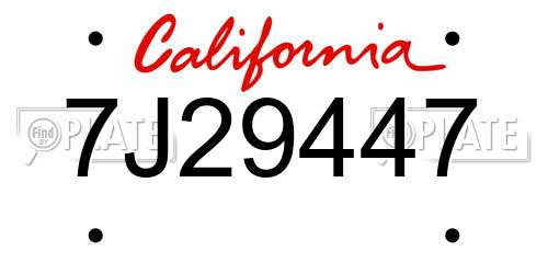 7J29447 California License Plate