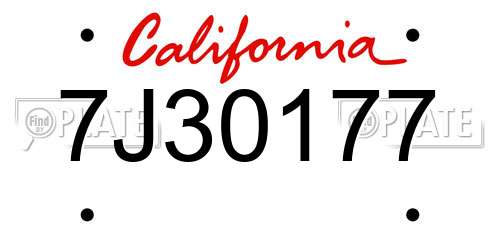 7J30177 California License Plate
