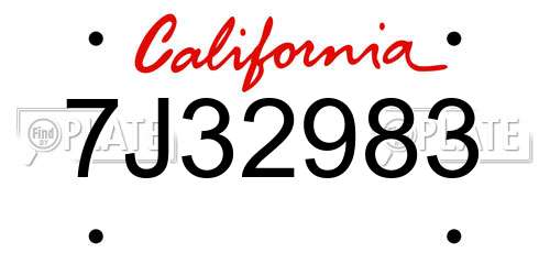 7J32983 California License Plate