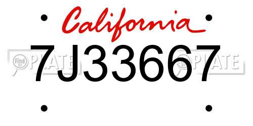 7J33667 California License Plate