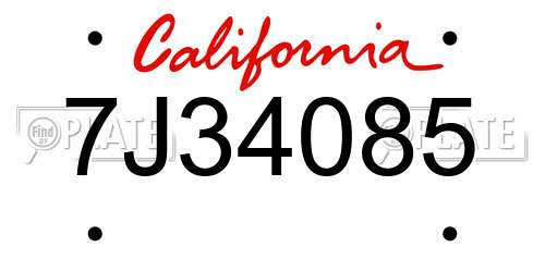 7J34085 California License Plate