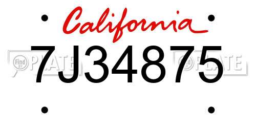 7J34875 California License Plate