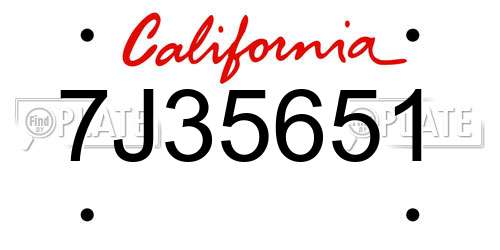 7J35651 California License Plate