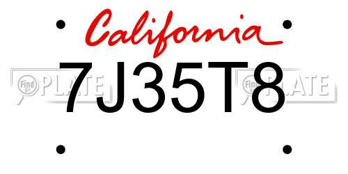 7J35T8 California License Plate
