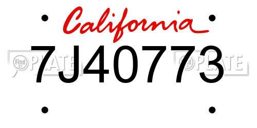 7J40773 California License Plate