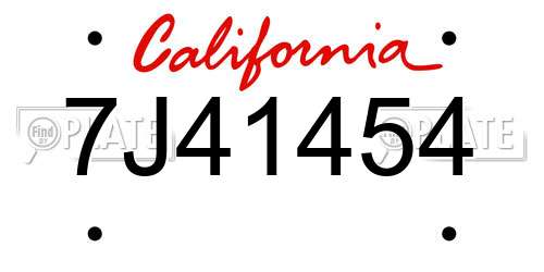 7J41454 California License Plate