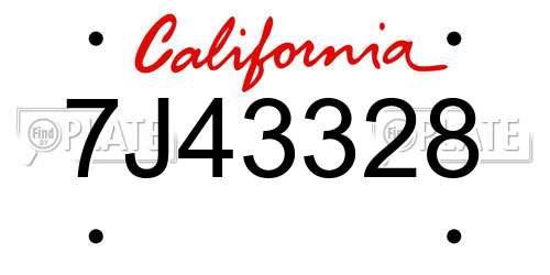 7J43328 California License Plate