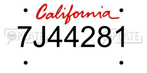 7J44281 California License Plate