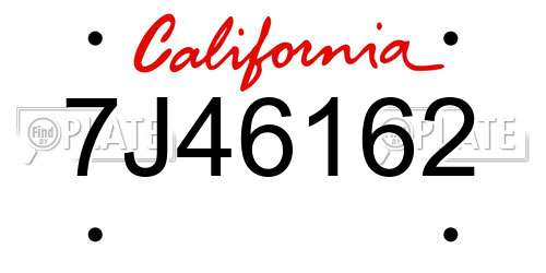 7J46162 California License Plate