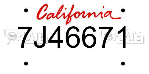 7J46671 California License Plate